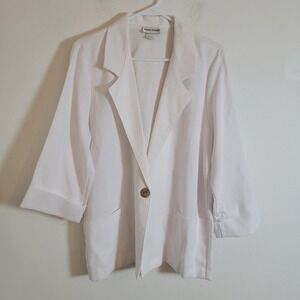 VTG‎ Alice Stuart White One Button Blazer Womens Medium Made in USA Structured